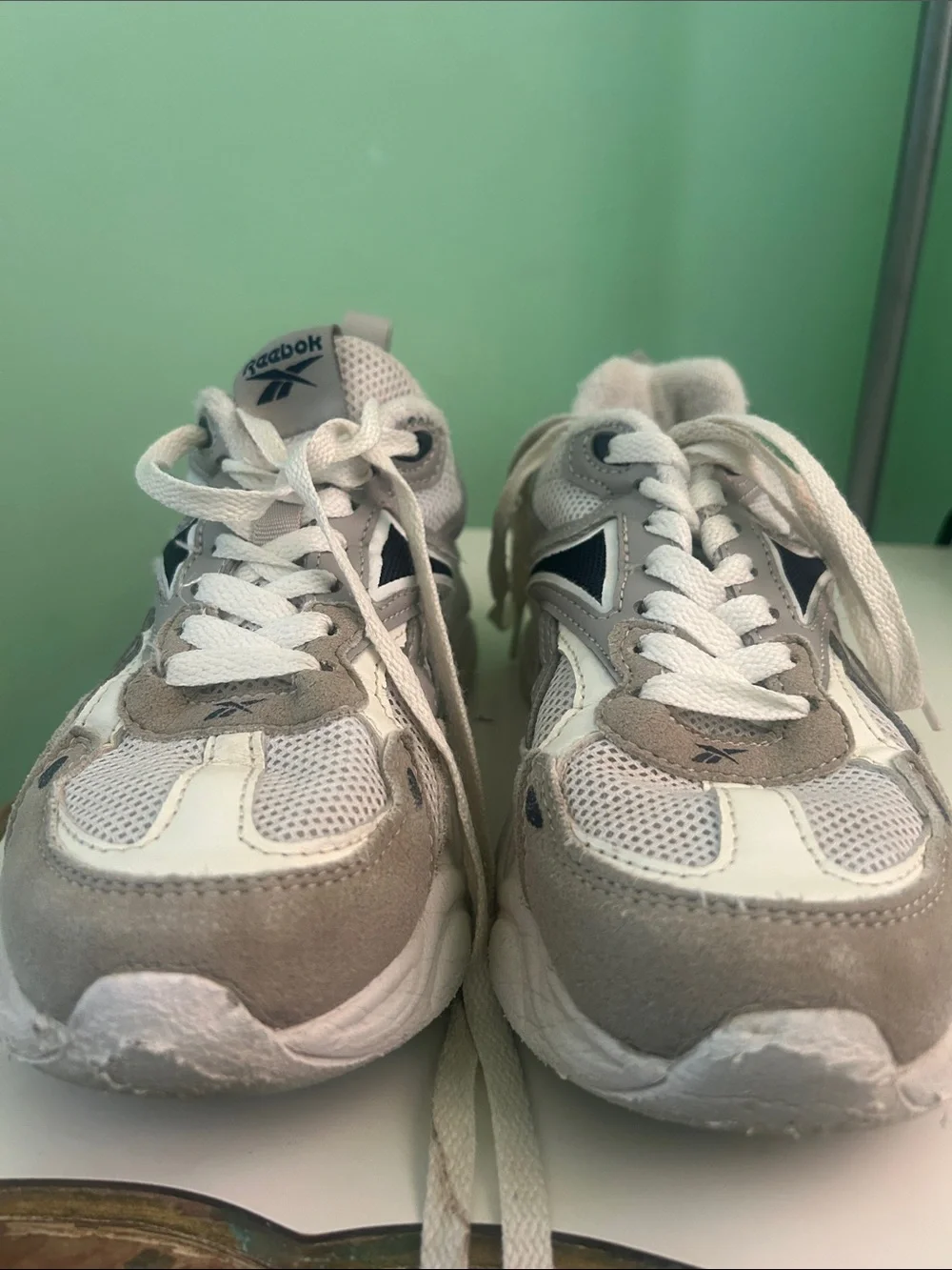 Reebok White and Gray kids  Athletic Sneakers